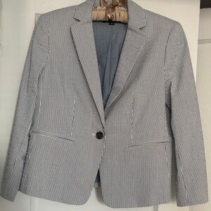 Ann Taylor Navy and White Striped Blazer
